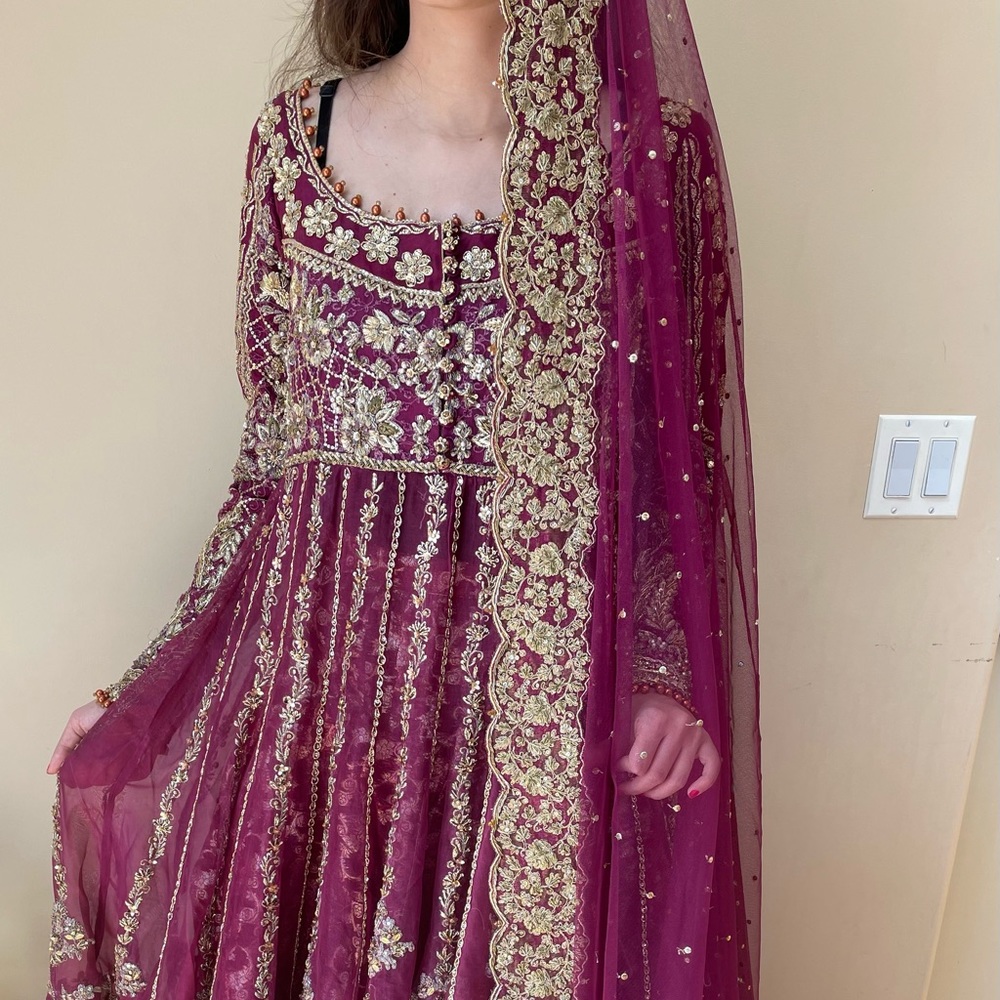 STUNNING Pakistani Bridal Outfit from Designer UMSHA by UZMA Babar. Magenta